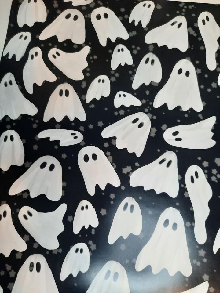 Ghost Print Wrapping Paper, Gothic Halloween Themed Gift Wrap, FOLDED A2 single sheet
