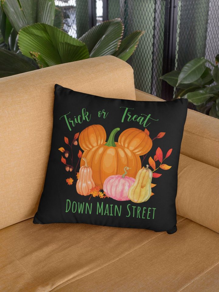 Mickey Pumpkin Pillow, Halloween, Hidden Mickey, Cushion, Disney Bedding