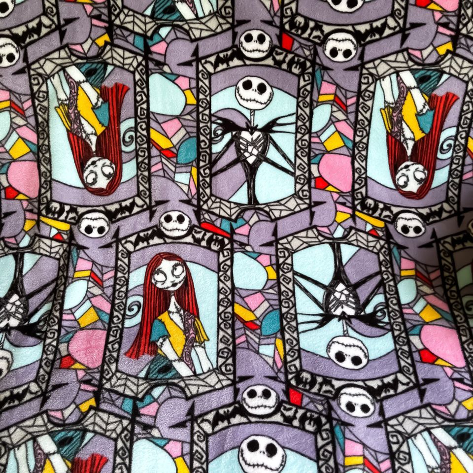Fleece  tBlanket Disney Nightmare Before Christmas Jack Skellington & Sally Stained