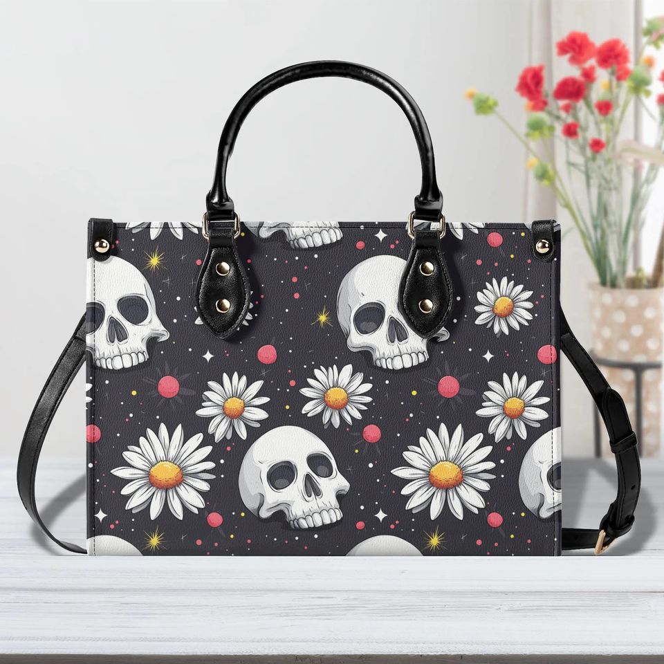 Luxury Leather Gothic Skull Handbag