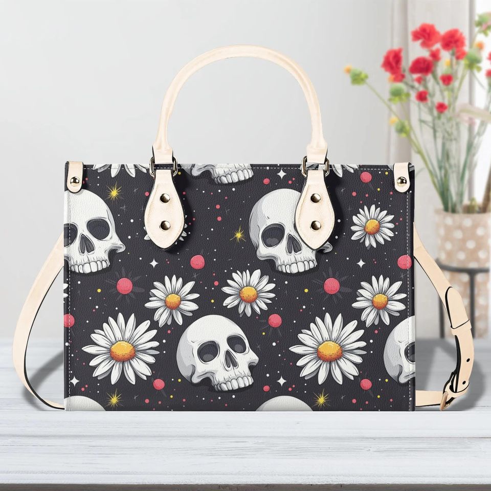 Luxury Leather Gothic Skull Handbag