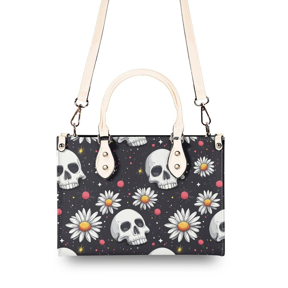 Luxury Leather Gothic Skull Handbag