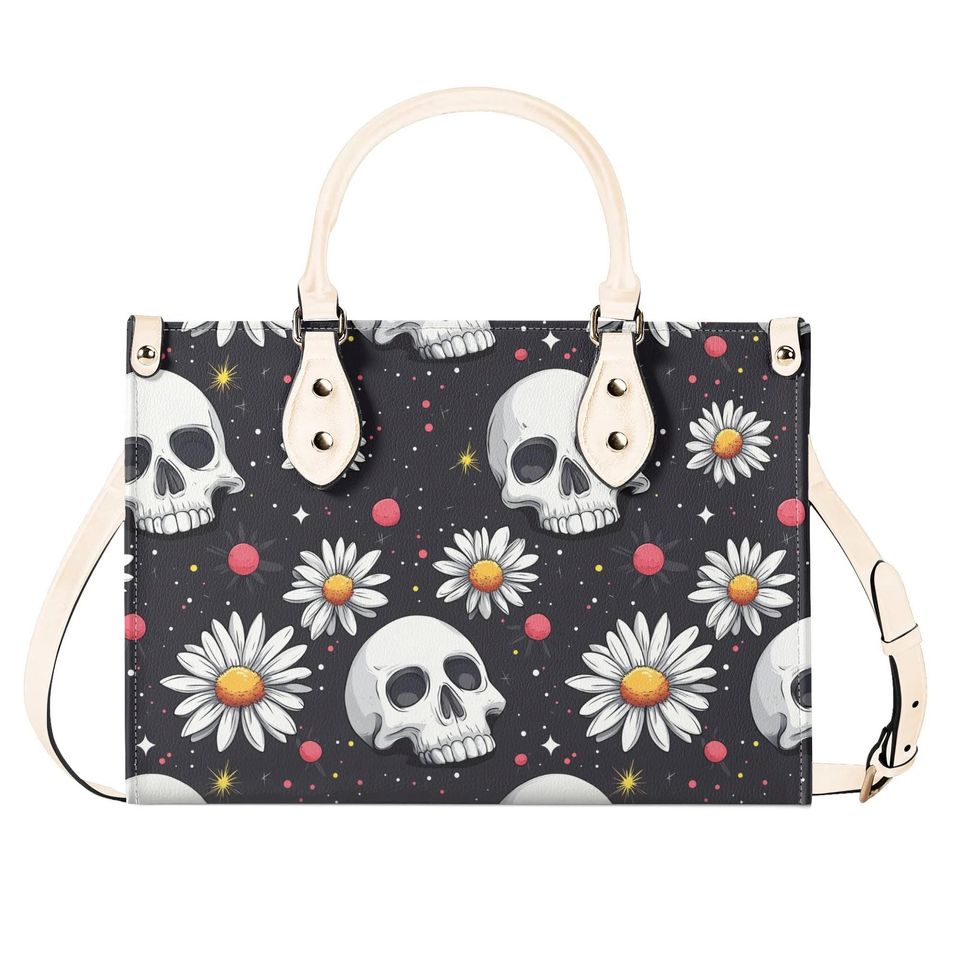 Luxury Leather Gothic Skull Handbag