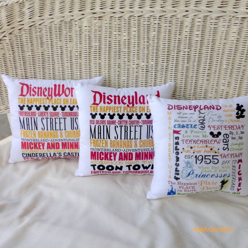 Disneyland Subway Art, Disney pillows, Mickey Mouse pillows