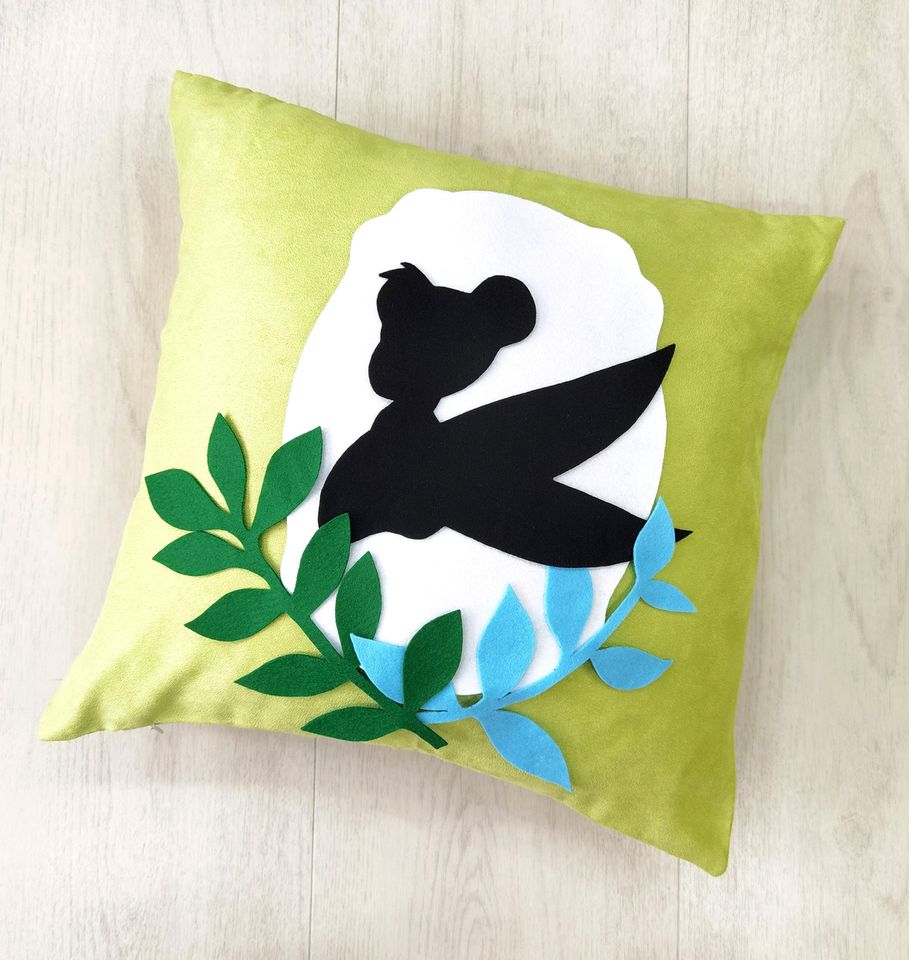 Neverland Peter Pan Tinkerbell Cameo Decorative Spring Green Pillow Cover