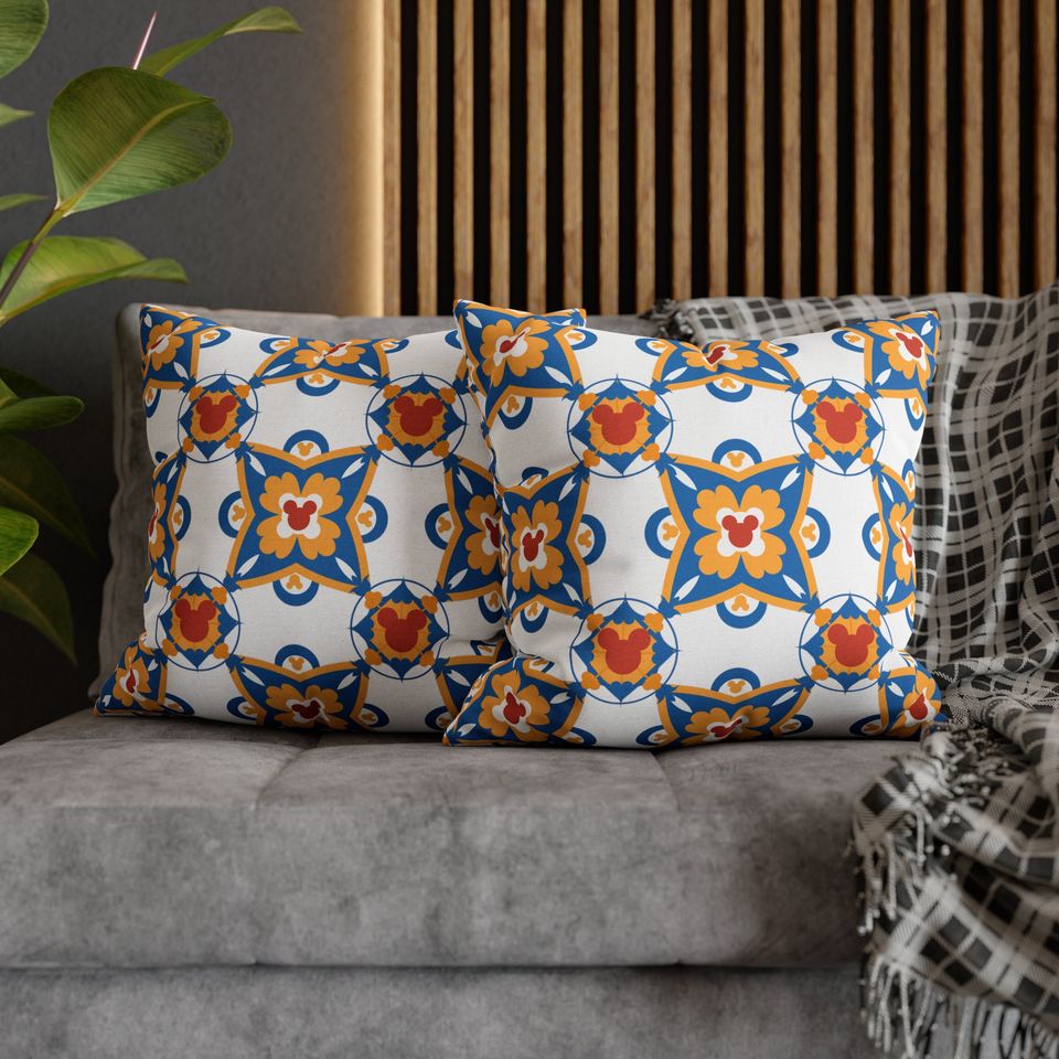 Disney Mosaic Pattern Throw Pillow, Disney Pillow, Mickey Cushion