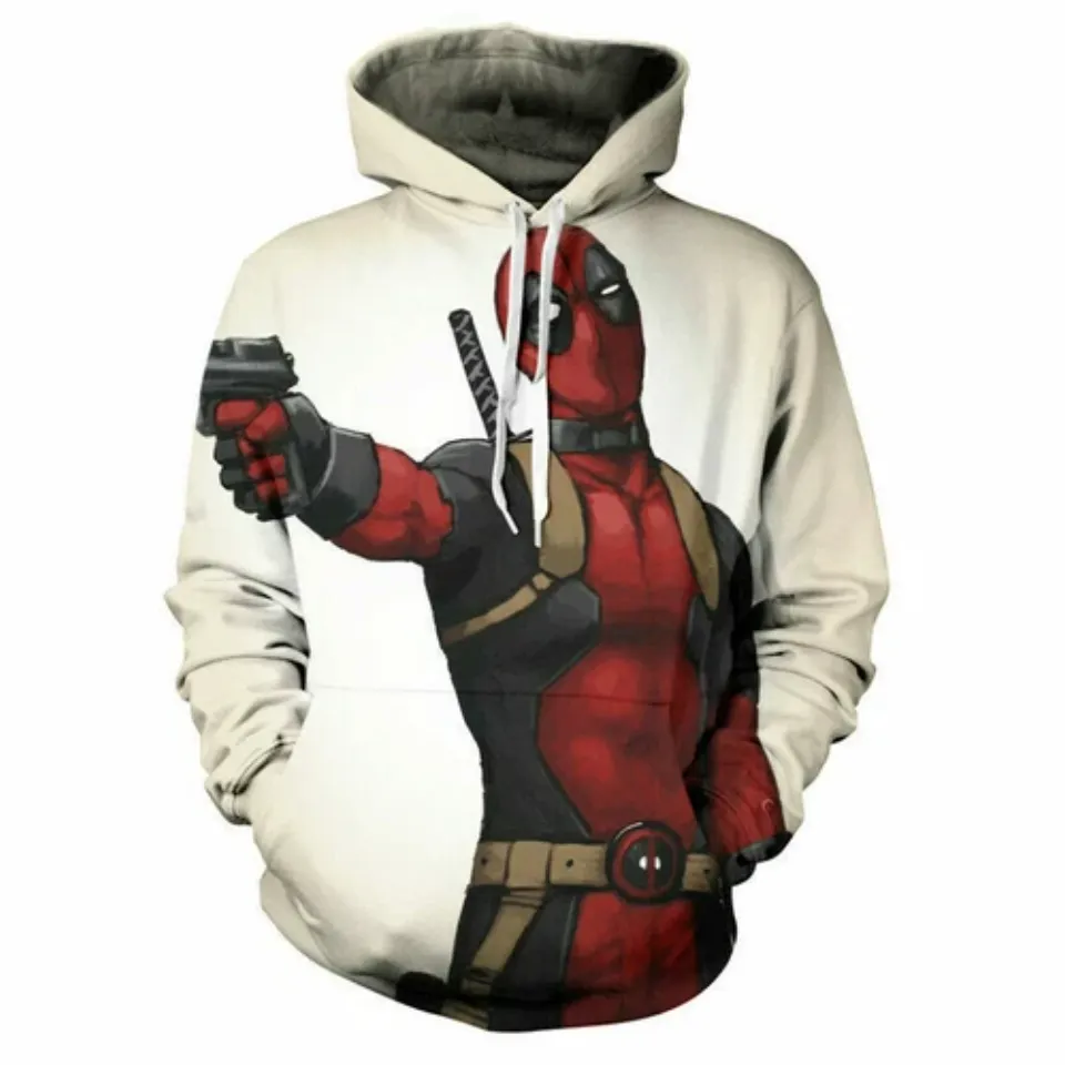 Marvel Deadpool Men 3D Print Hoodie Cosplay Character Jacket Pullover