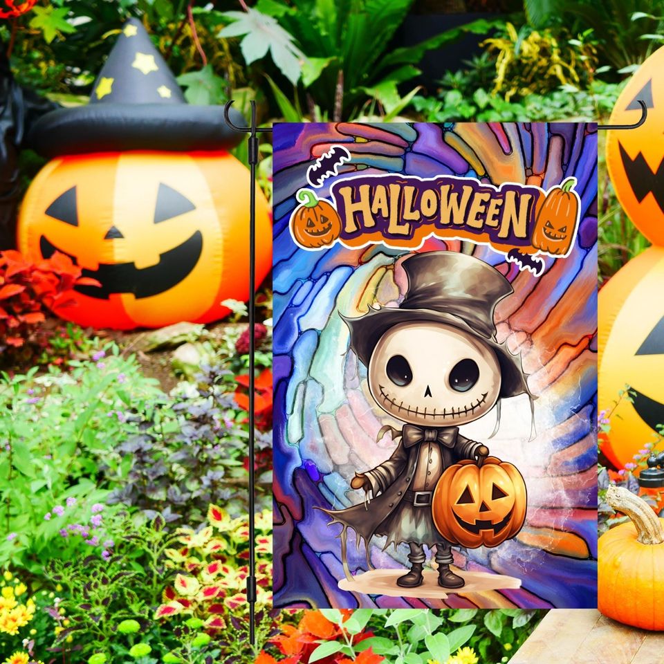 Halloween Garden Flag Sublimation Design-digital  , Fall Flag Garden Decor