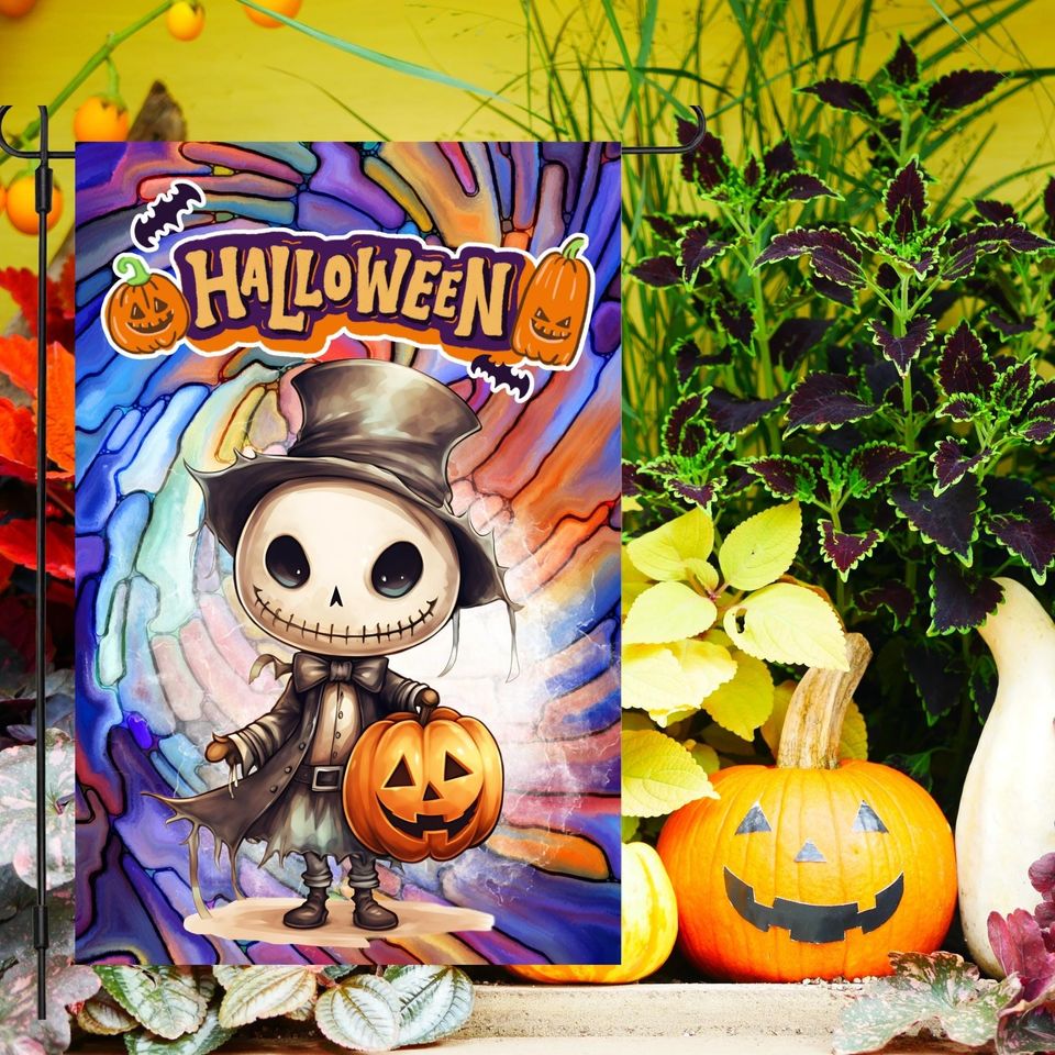 Halloween Garden Flag Sublimation Design-digital  , Fall Flag Garden Decor