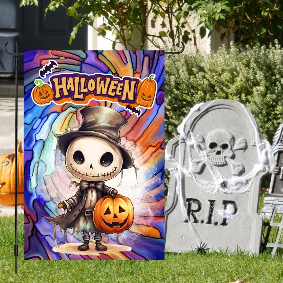 Halloween Garden Flag Sublimation Design-digital  , Fall Flag Garden Decor