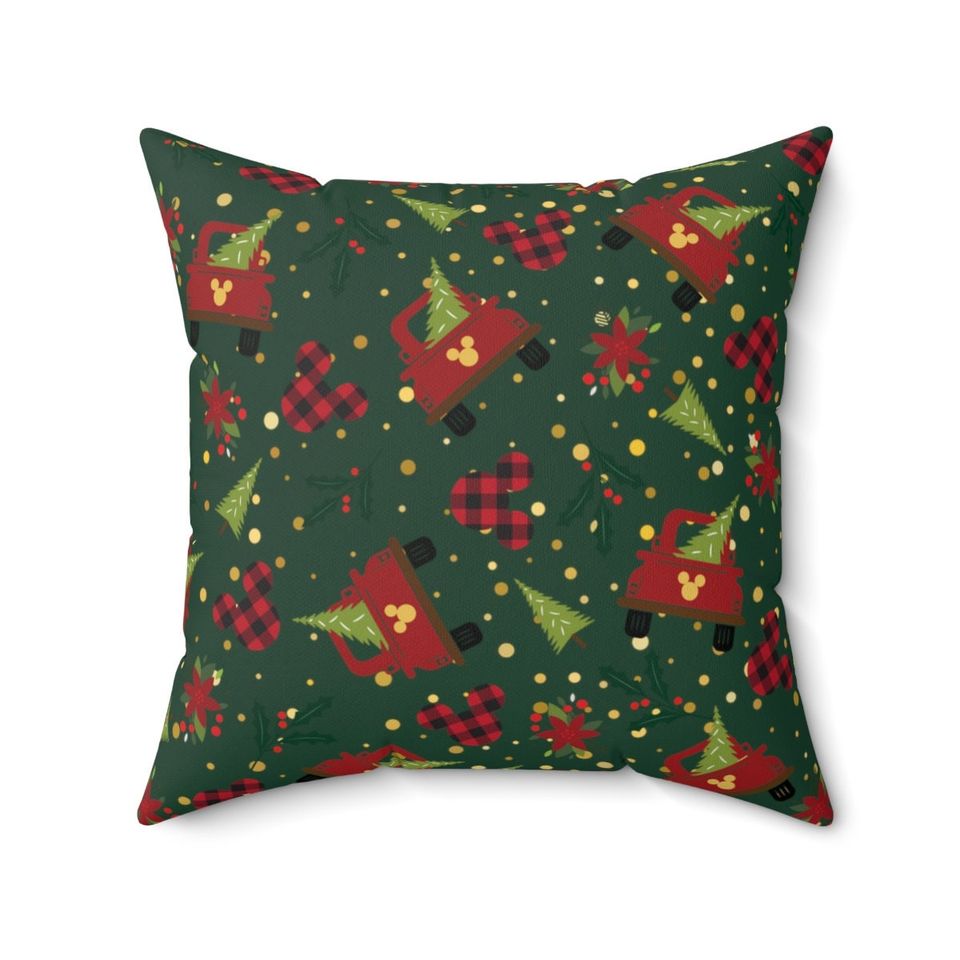 Disney Christmas Tree Pillow Case, Hidden Mickey, Cushion, Disney Bedding