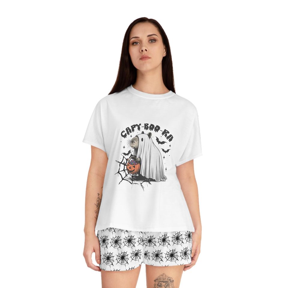 Pajama set cute halloween capybara ghost halloween pjs, pyjama set, halloween gift
