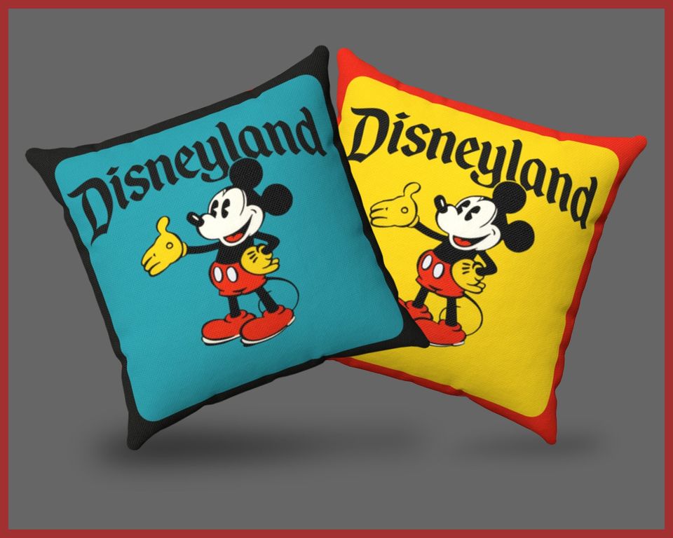 Retro Disneyland Mickey Mouse Vintage |   Spun Polyester Square Throw Pillow