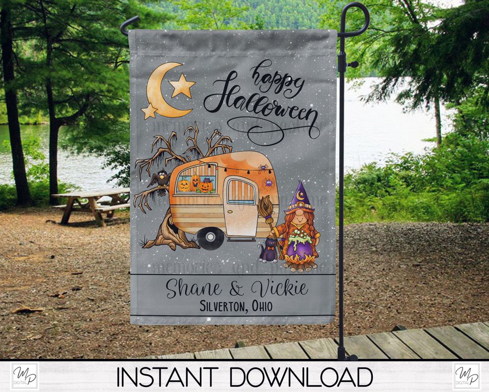 Happy Halloween Camping Garden Flag Sublimation Design, Patio Decor