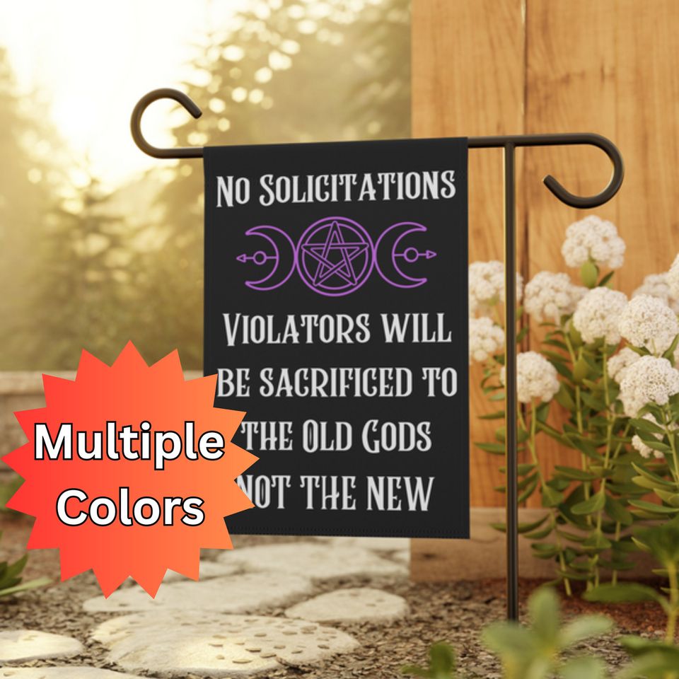 No Soliciting Garden Flag, Witchy Pagan Design, Full Moon Yard Decor