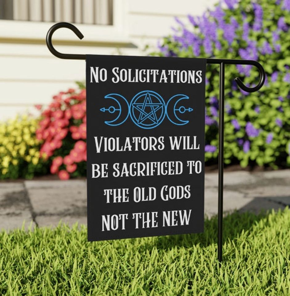 No Soliciting Garden Flag, Witchy Pagan Design, Full Moon Yard Decor