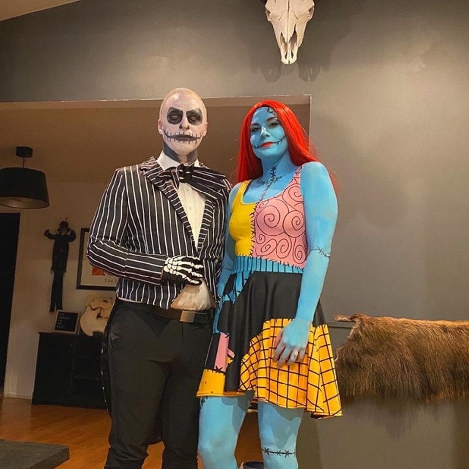 Cosplay Dark Elegance: 'Sally the Gothic Ragdoll' Nightmare Skater Dress