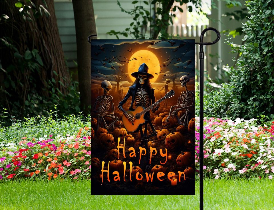 Happy Halloween Skeletons - Garden Flag