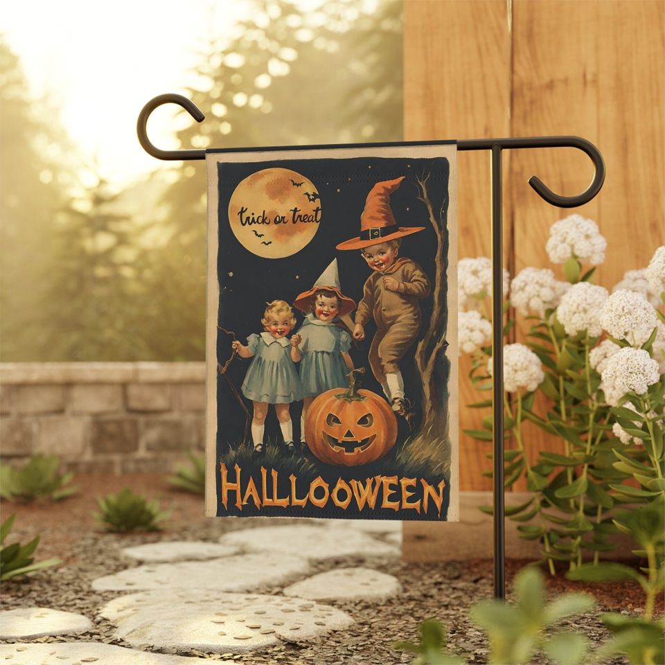 Vintage Halloween Garden Flag, Halloween Flag, Fall Yard Decor