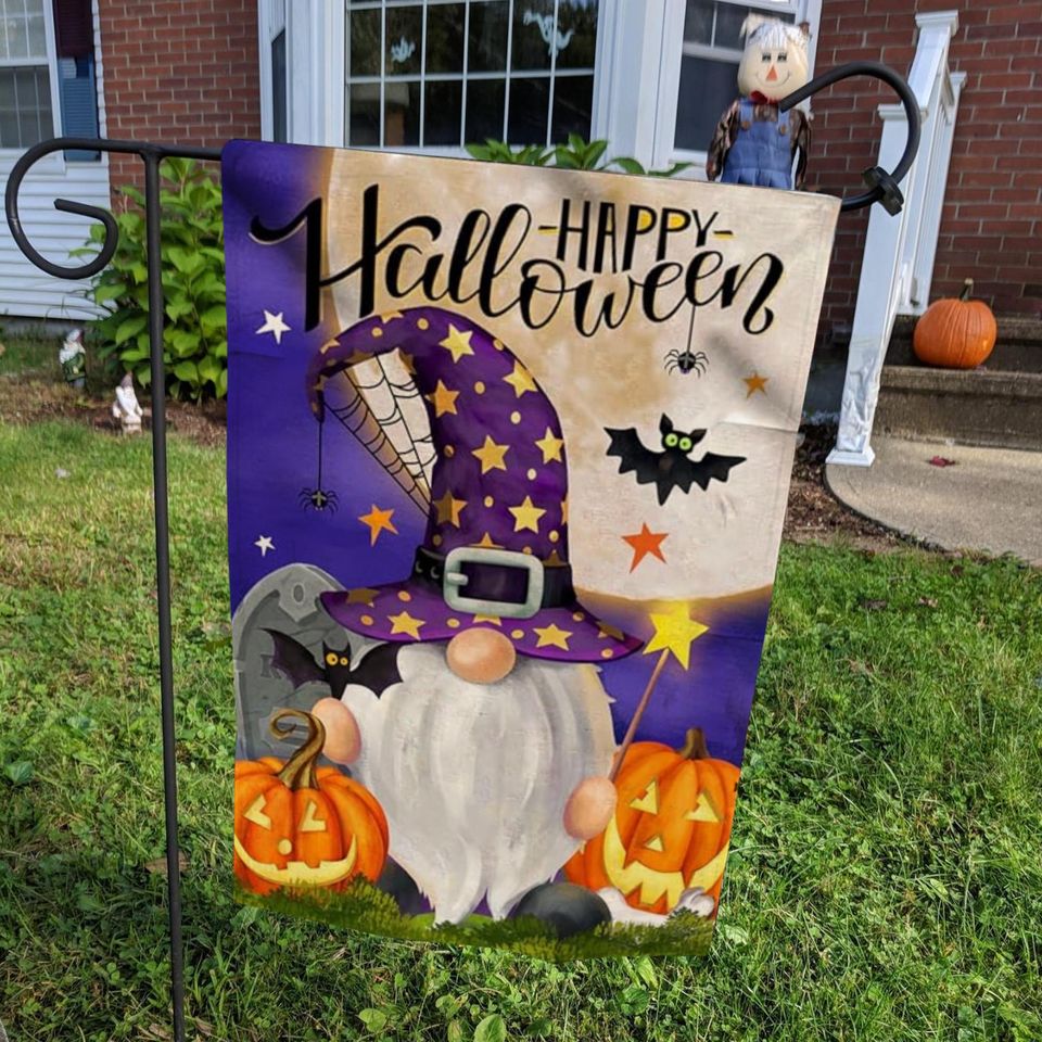 Double Sided Solar LED Halloween Yard Flag, Small Halloween Yard Flag