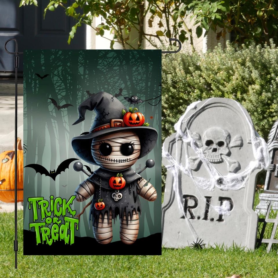 Halloween Garden Flag Sublimation Design-digital download, Fall Flag Garden Decor