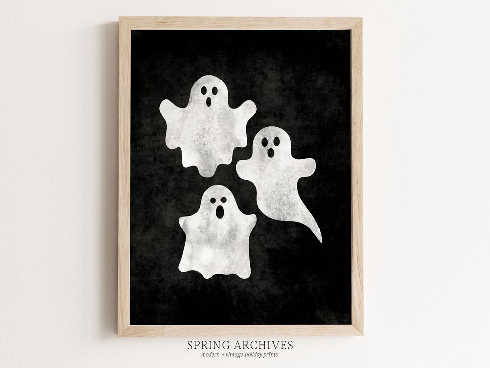 Ghosts Printable Wall Art, Halloween Art Print