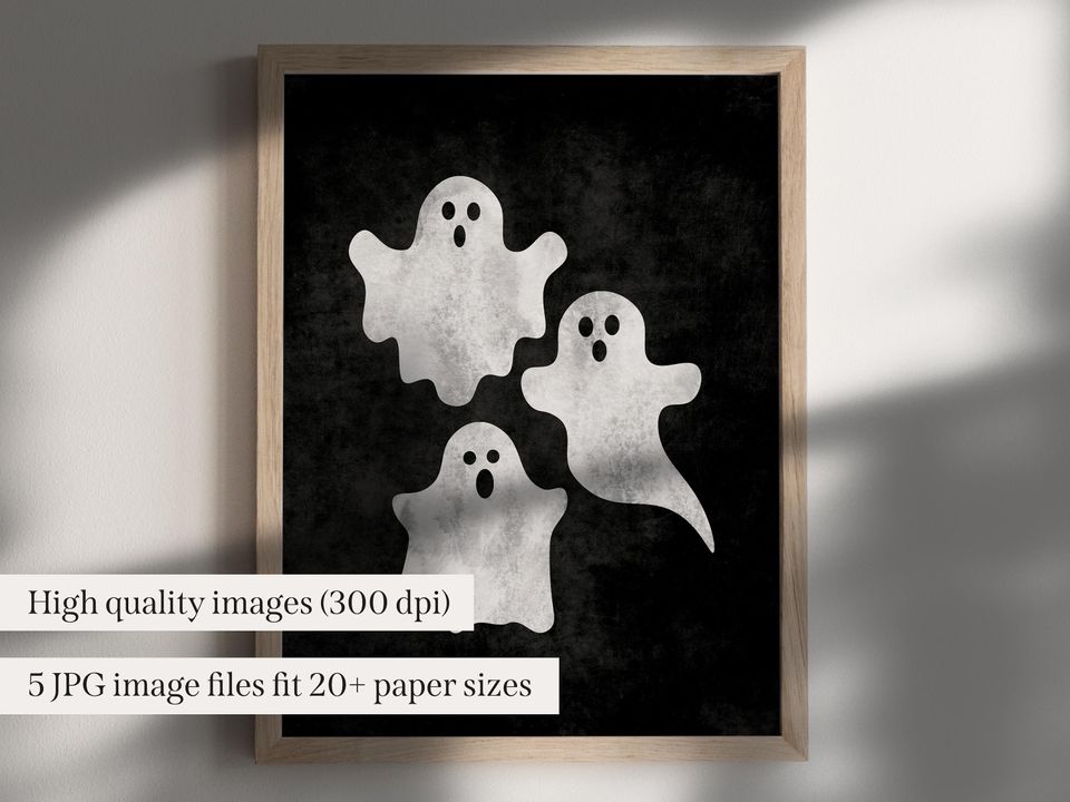 Ghosts Printable Wall Art, Halloween Art Print
