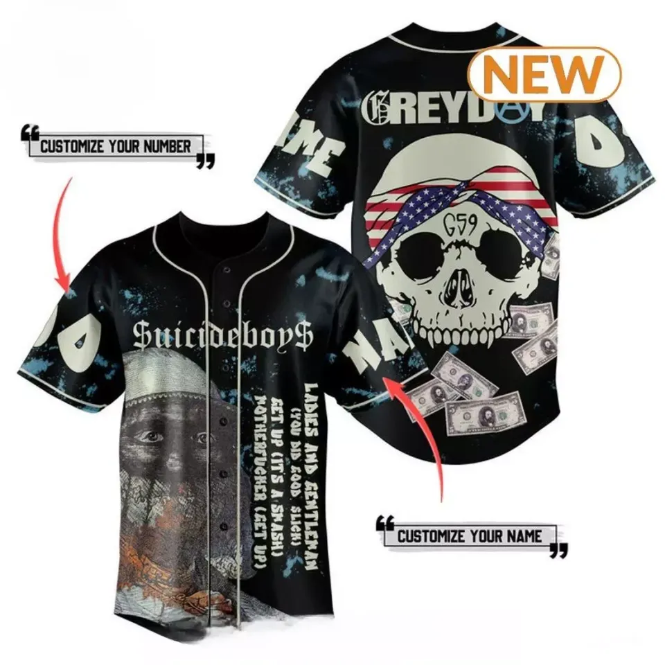 Custom Suicideboys Grey Day Tour 2024 Black Baseball Jersey