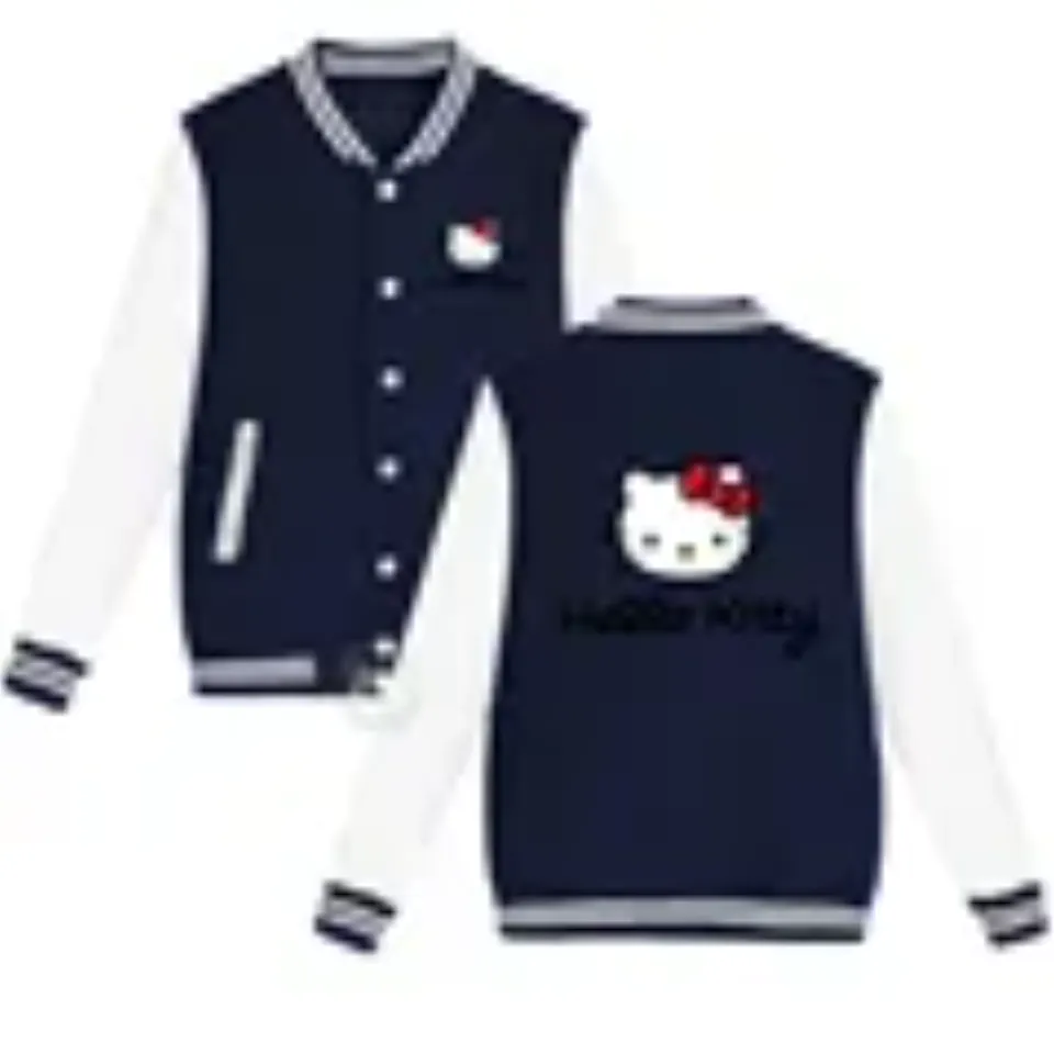 Sanrio Fall/Winter Jacket Baseball Uniform Hello Kitty Print Padded warm loose coat