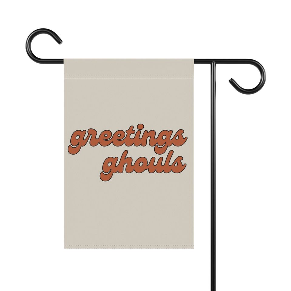 Halloween Garden Flag - Greetings Ghouls, Retro Style
