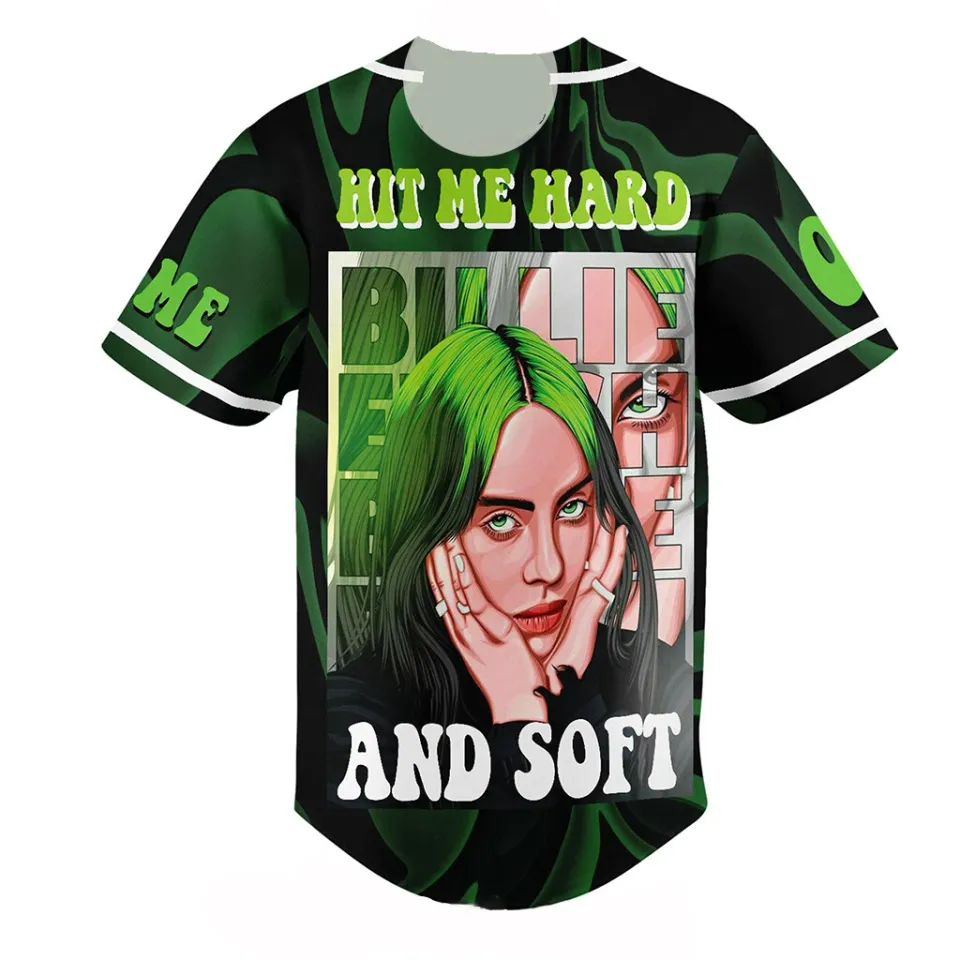 Billie Eilish Customized Baseball Jersey: Hit Me Hard And Soft