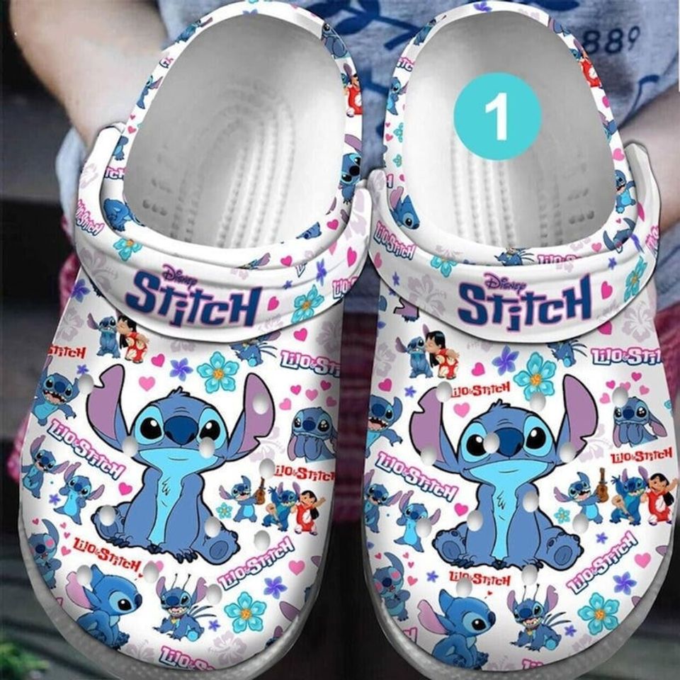 Personalized Lilo Stitch Crocband Clogs Shoes, Clog Shoes For Mini Kids