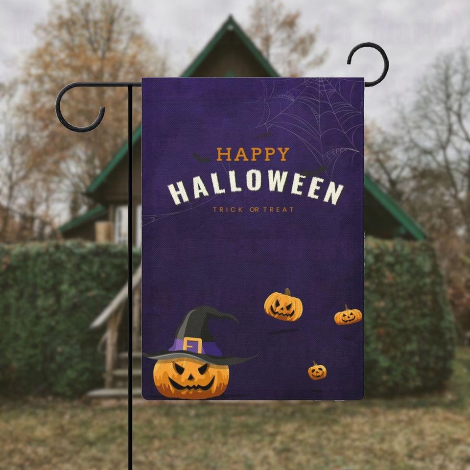 Jack-O'-Lantern Halloween Garden Flag, Pumpkin Flag, Fall Yard Decor