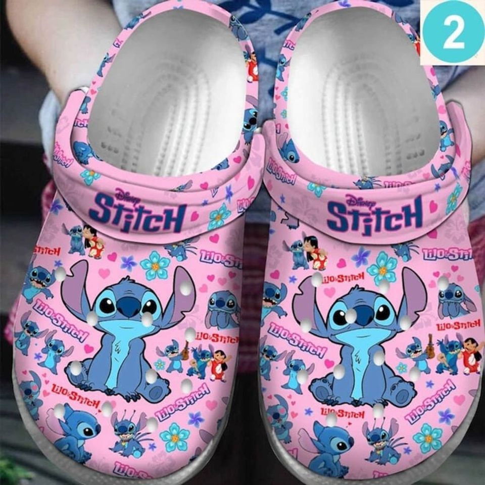 Personalized Lilo Stitch Crocband Clogs Shoes, Clog Shoes For Mini Kids