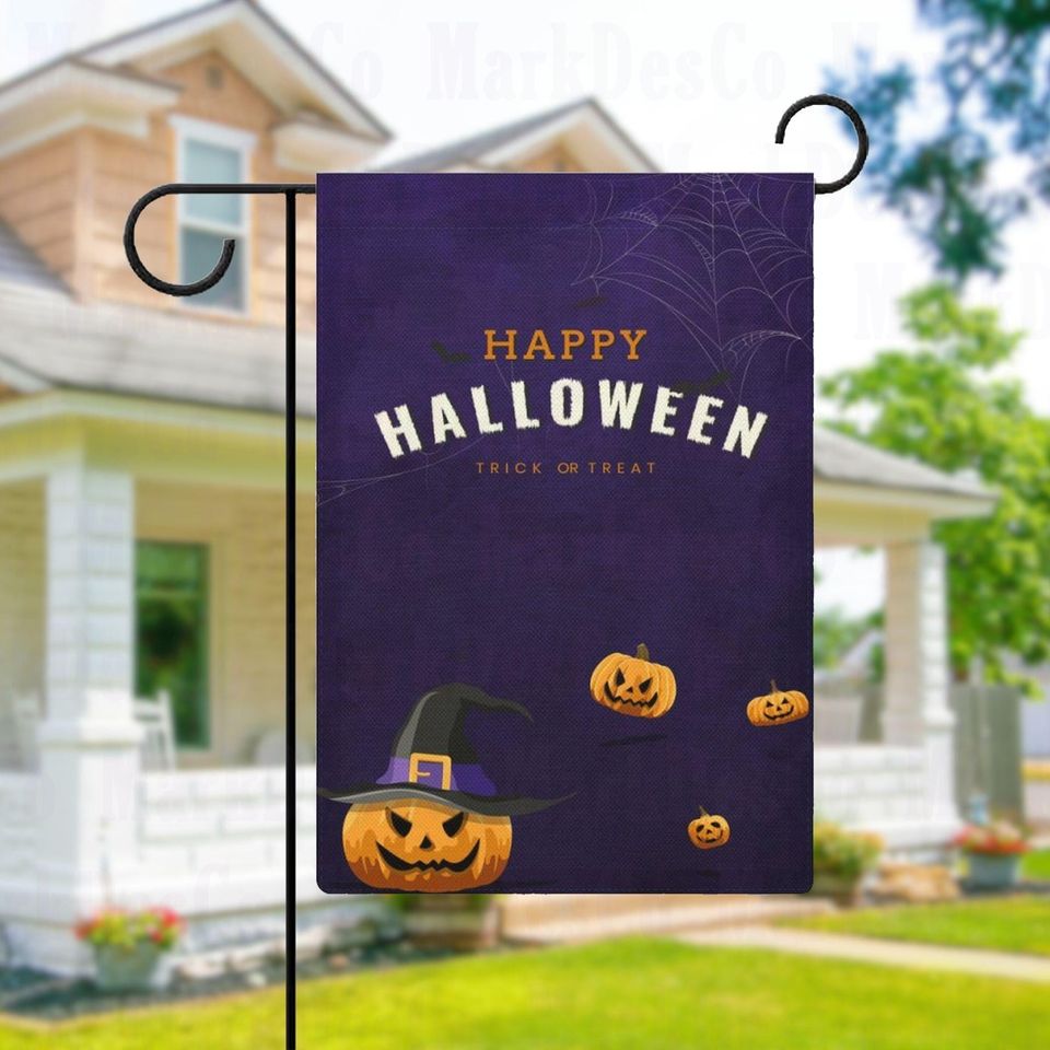 Jack-O'-Lantern Halloween Garden Flag, Pumpkin Flag, Fall Yard Decor
