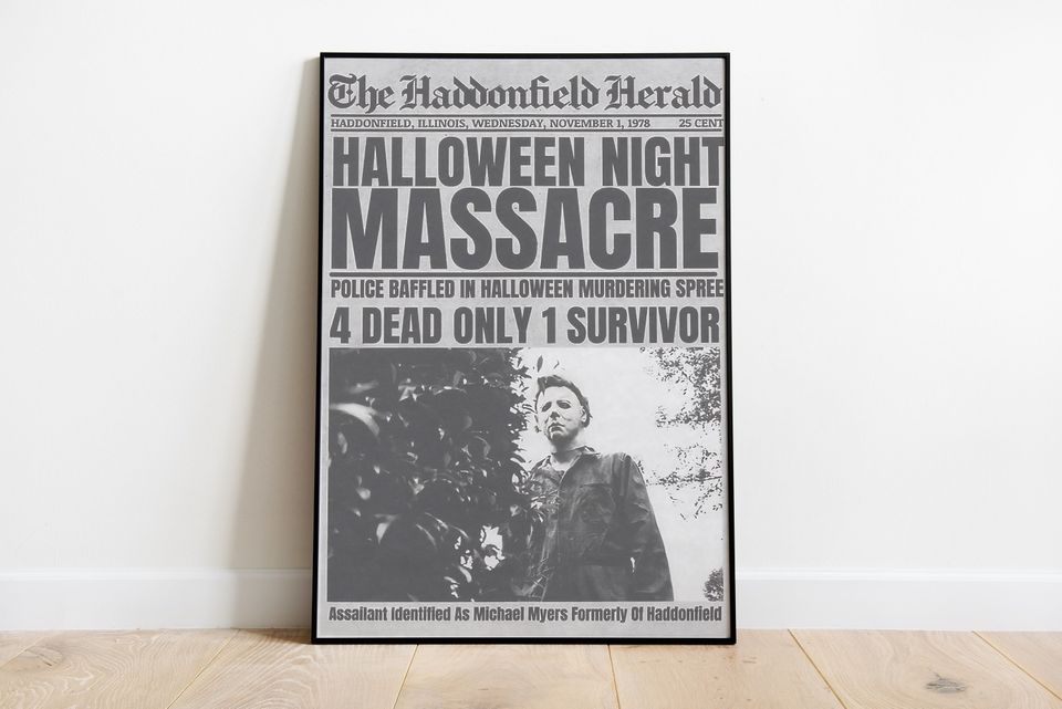 Michael Myers 1978 Halloween Night Massacre Newspaper Poster