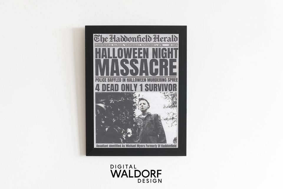 Michael Myers 1978 Halloween Night Massacre Newspaper Poster