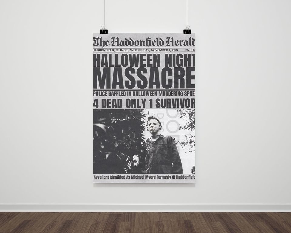 Michael Myers 1978 Halloween Night Massacre Newspaper Poster