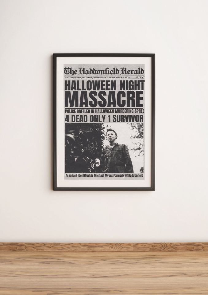 Michael Myers 1978 Halloween Night Massacre Newspaper Poster