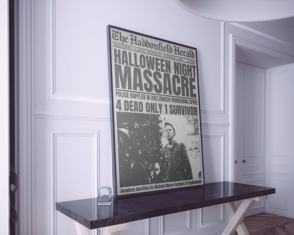 Michael Myers 1978 Halloween Night Massacre Newspaper Poster