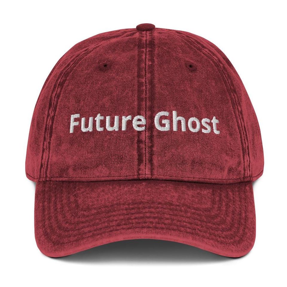 Future Ghost embroidered Vintage Cotton Twill Cap, Halloween Hat, Funny Hat