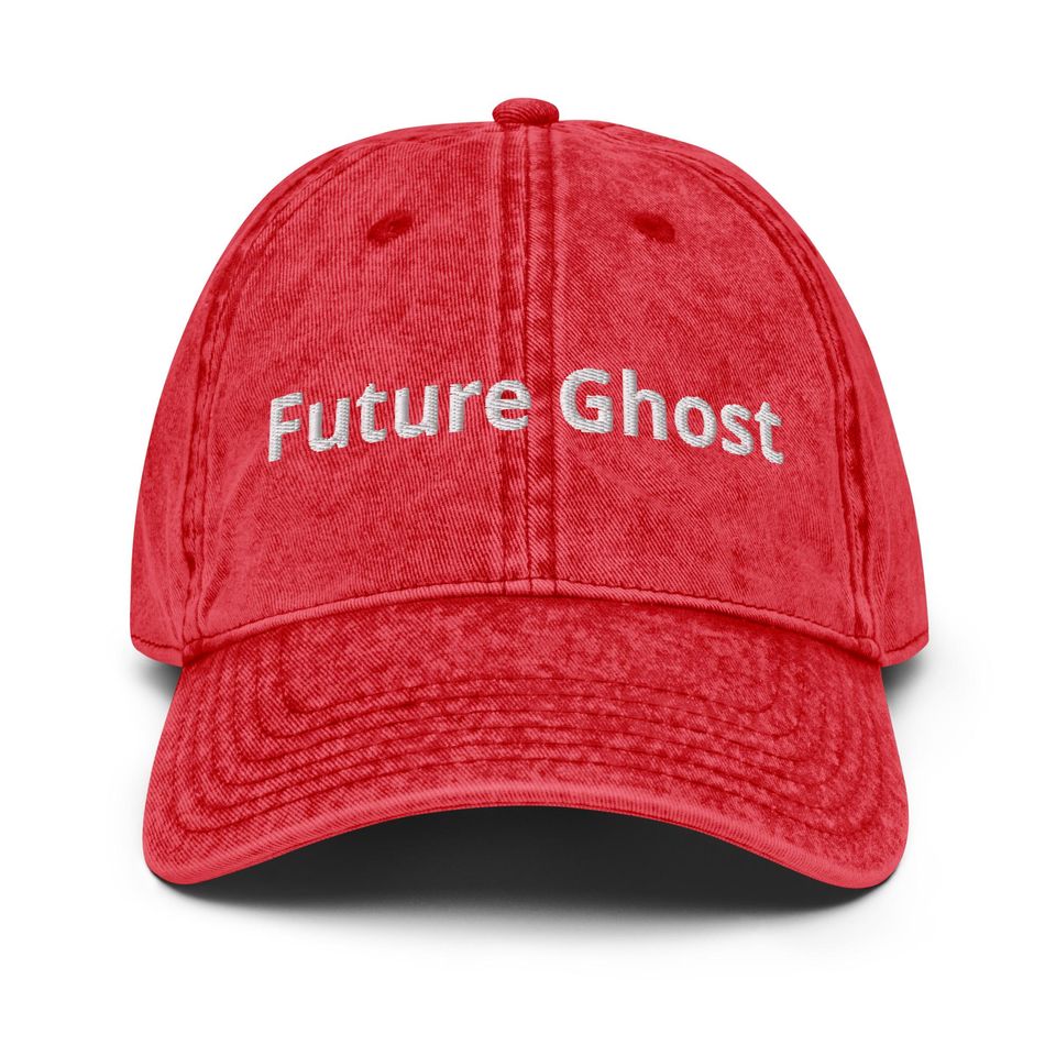 Future Ghost embroidered Vintage Cotton Twill Cap, Halloween Hat, Funny Hat