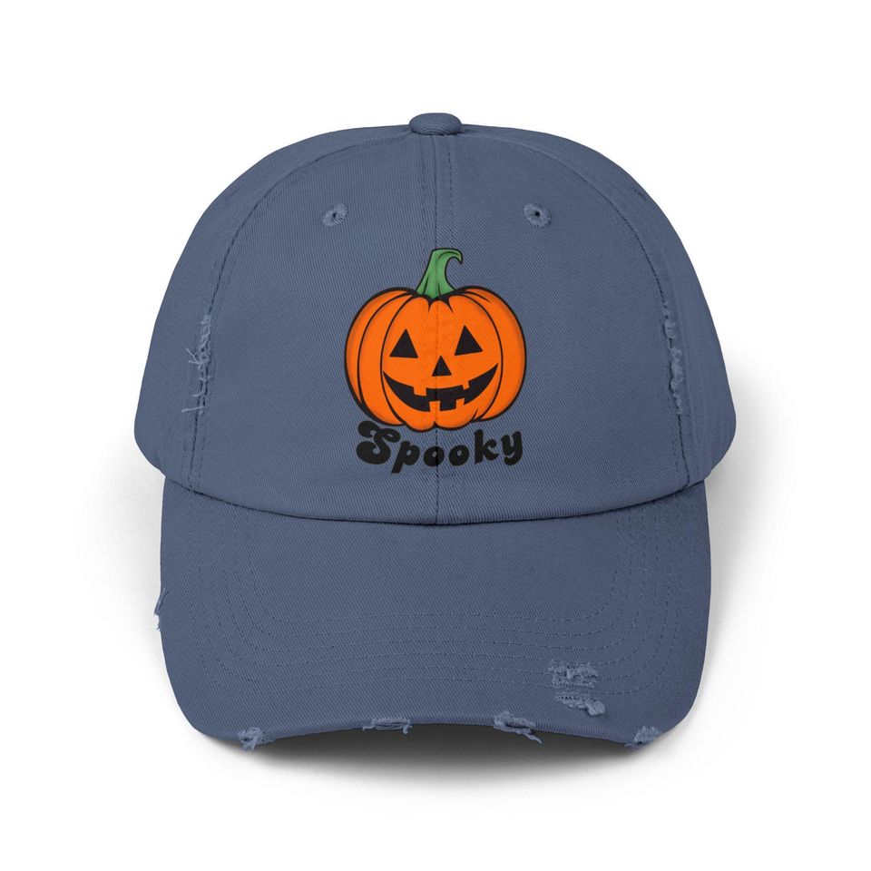 Retro Spooky Pumpkin Hat, Distressed Halloween Baseball Cap
