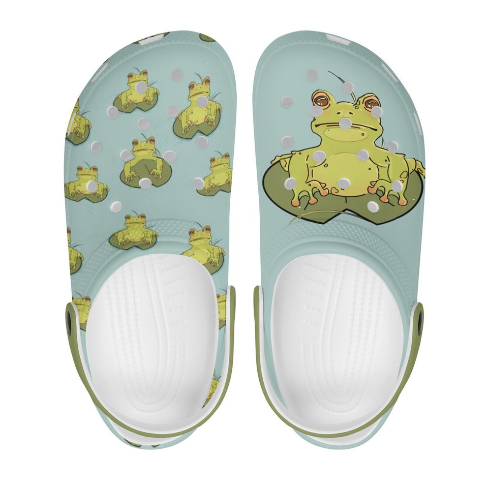 Unisex (men's sizing) Classic Clogs in cute little pond frog