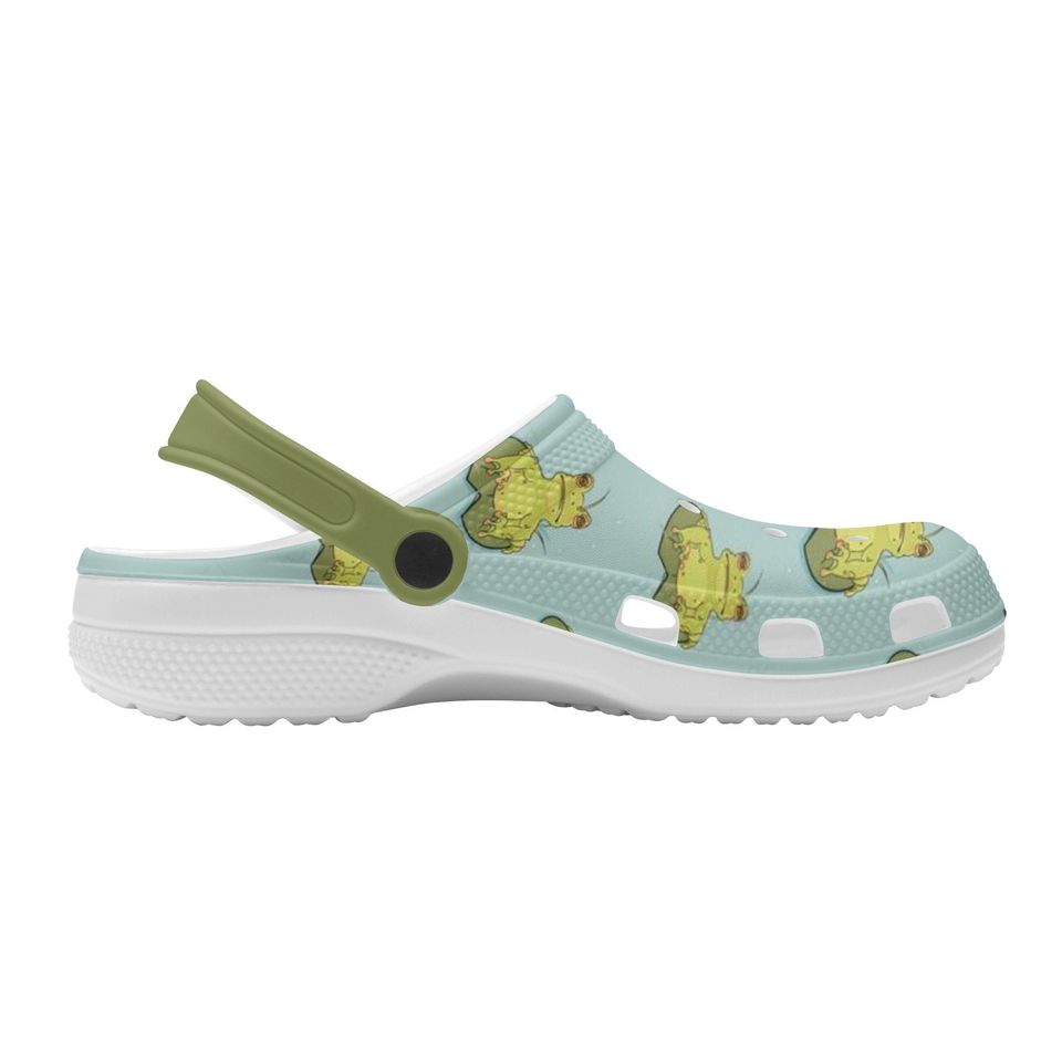 Unisex (men's sizing) Classic Clogs in cute little pond frog