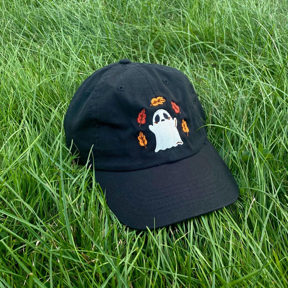 Fall Ghost Dad Hat- Embroidered Halloween Baseball Cap