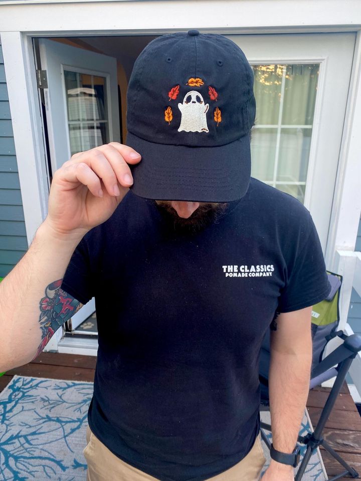 Fall Ghost Dad Hat- Embroidered Halloween Baseball Cap