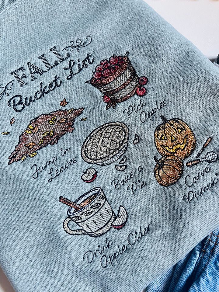 Fall Bucket List Embroidered Crewneck | Autumn Sweatshirt