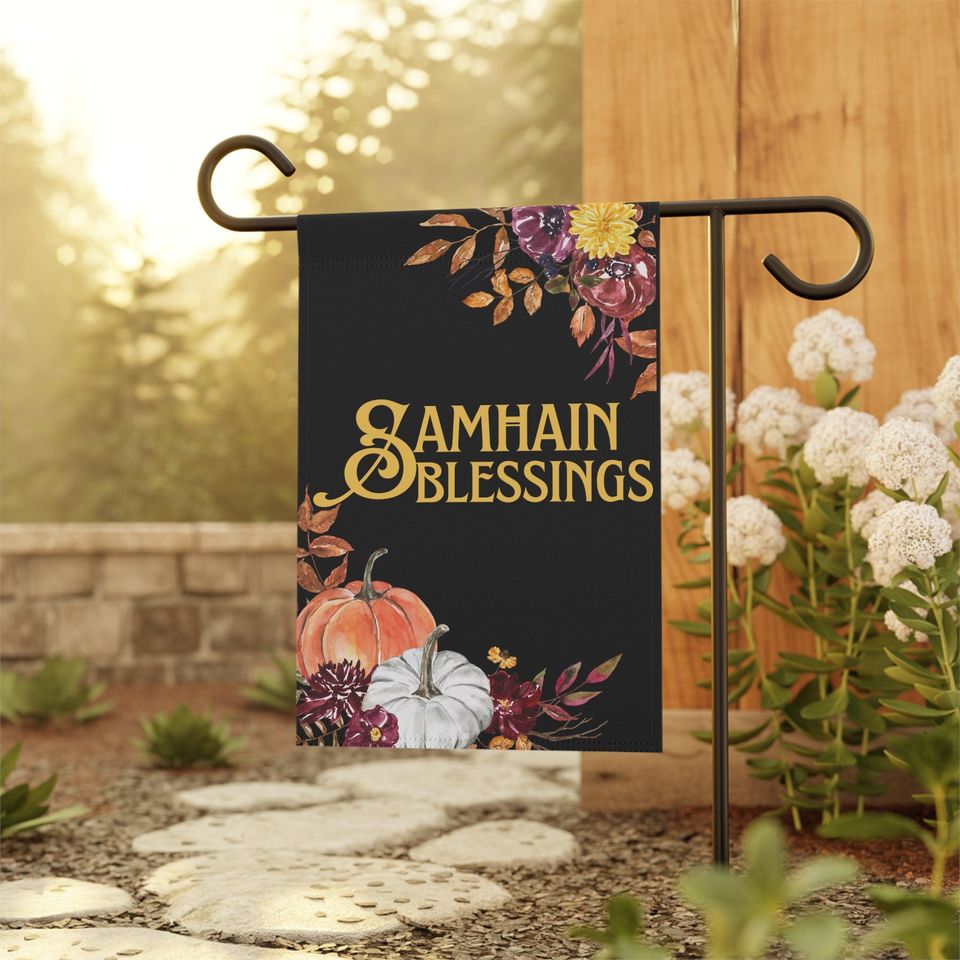 Samhain Blessings Garden Flag, Autumn Fall Outdoor Decor