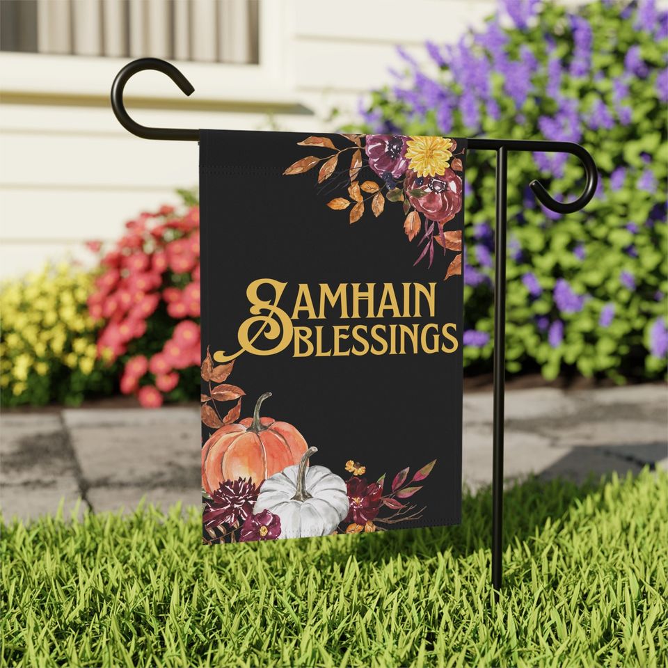 Samhain Blessings Garden Flag, Autumn Fall Outdoor Decor